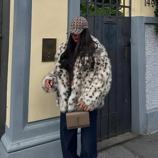 Sigrid™ | Panther Patterned Faux Fur Jacket